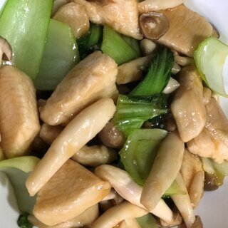 鶏胸青梗菜しめじオイスターソース炒め